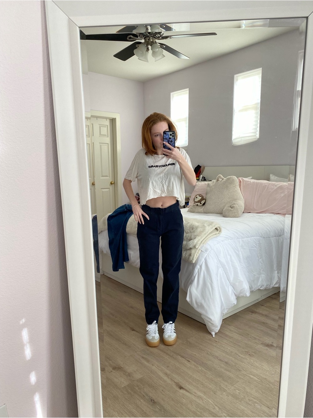 Vintage Brandy Melville White Cropped Graphic Tee